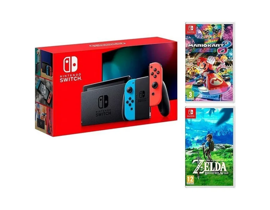 Pack Nintendo Switch Rouge/Bleu Néon 32Go Pack Mario Kart 8 Deluxe + Zelda: Breath of The Wild — vue 3