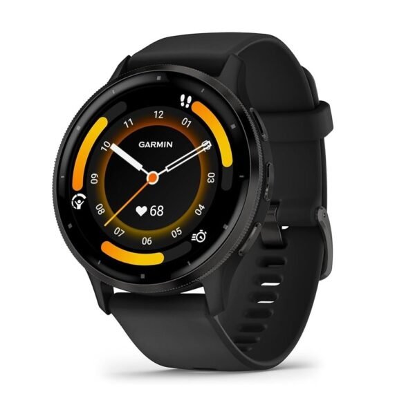 Garmin Venu 3 - Montre connectée GPS Sport et santé - Gray avec Bracelet Noir, 45