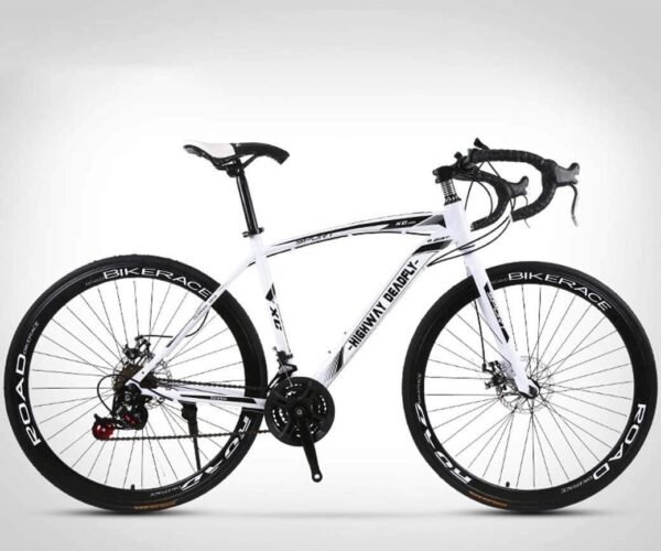 MU 26 Pouces Vélo de Route, 24 Vitesses Vélos, Double Frein À Disque, Cadre En Acier Au Carbone À Haute, Route de Vélos de Course, Pour Hommes Et Femmes Adultes Seulement, Blanc