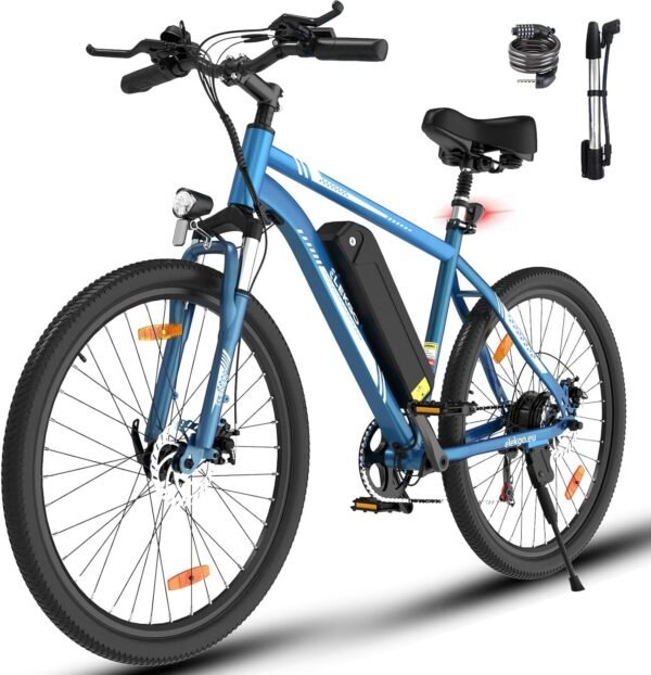 ELEKGO Vélo électrique, 26 Pouces E Bike Hommes Femmes, 36V Batterie Amovible au Lithium, Moteur 250W MTB, VTT avec 7 Vitesses Vélo électrique portée de Plus de 65KM, sièges Absorbant Les Chocs