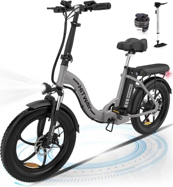 HITWAY Vélo Électrique,20" VTT Fat Bike Electrique Adulte Pliable,Batterie 36V/11,2Ah,Moteur 250W,Portée 35-90km,Shimano 7 Vitesses,E Bike Ville