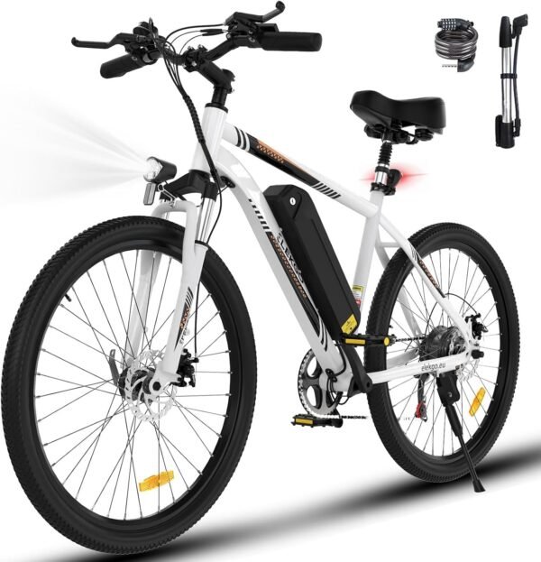 ELEKGO Vélo électrique, 26 Pouces E Bike Hommes Femmes, 36V Batterie Amovible au Lithium, Moteur 250W MTB, VTT avec 7 Vitesses Vélo électrique portée de Plus de 65KM, sièges Absorbant Les Chocs