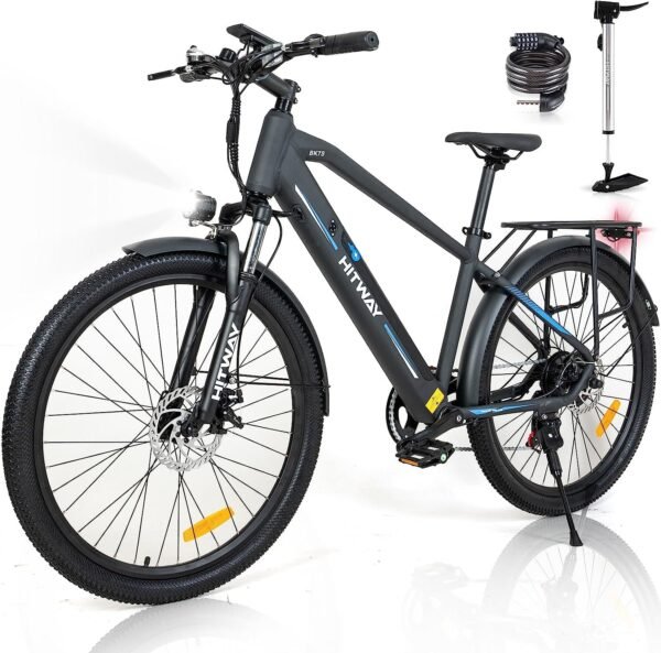 HITWAY Vélo électrique de Montagne 26", vélo électrique Puissant 36V 12Ah 250W,Shimano 7 Vitesses, vélos à Assistance électrique pour Adultes