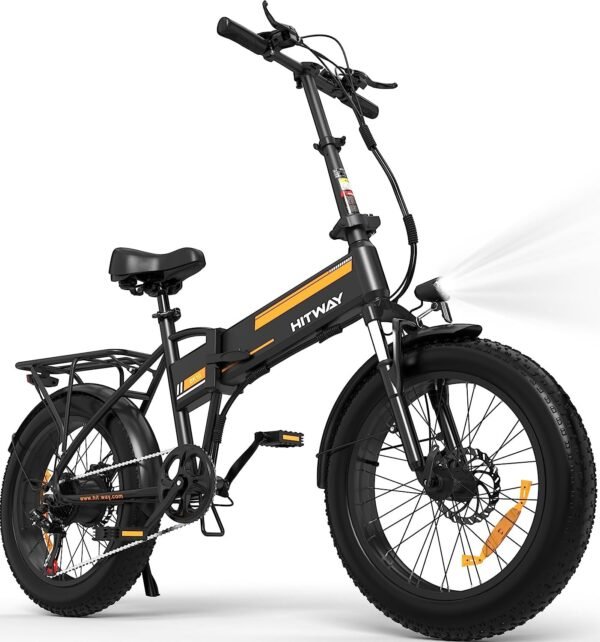HITWAY Vélo électrique pour Adultes 20" x 4.0 Fat Tire E Bike avec Moteur 250 W, Pliable Electric Bike avec Batterie Amovible 36 V 12 Ah E Bike Longue portée pour Montagne, Plage, Neige