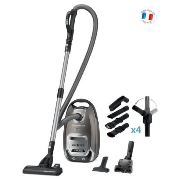 Aspirateur Avec Sac Capacité 4,5L 750W Accessoires Spéciaux Poils d’Animaux et Voiture Rowenta RO6466EA Silence Force Home & Car Pro