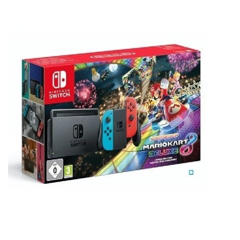 Pack Nintendo Switch Rouge Néon/Bleu Néon 32Go - Mario Kart 8 Deluxe