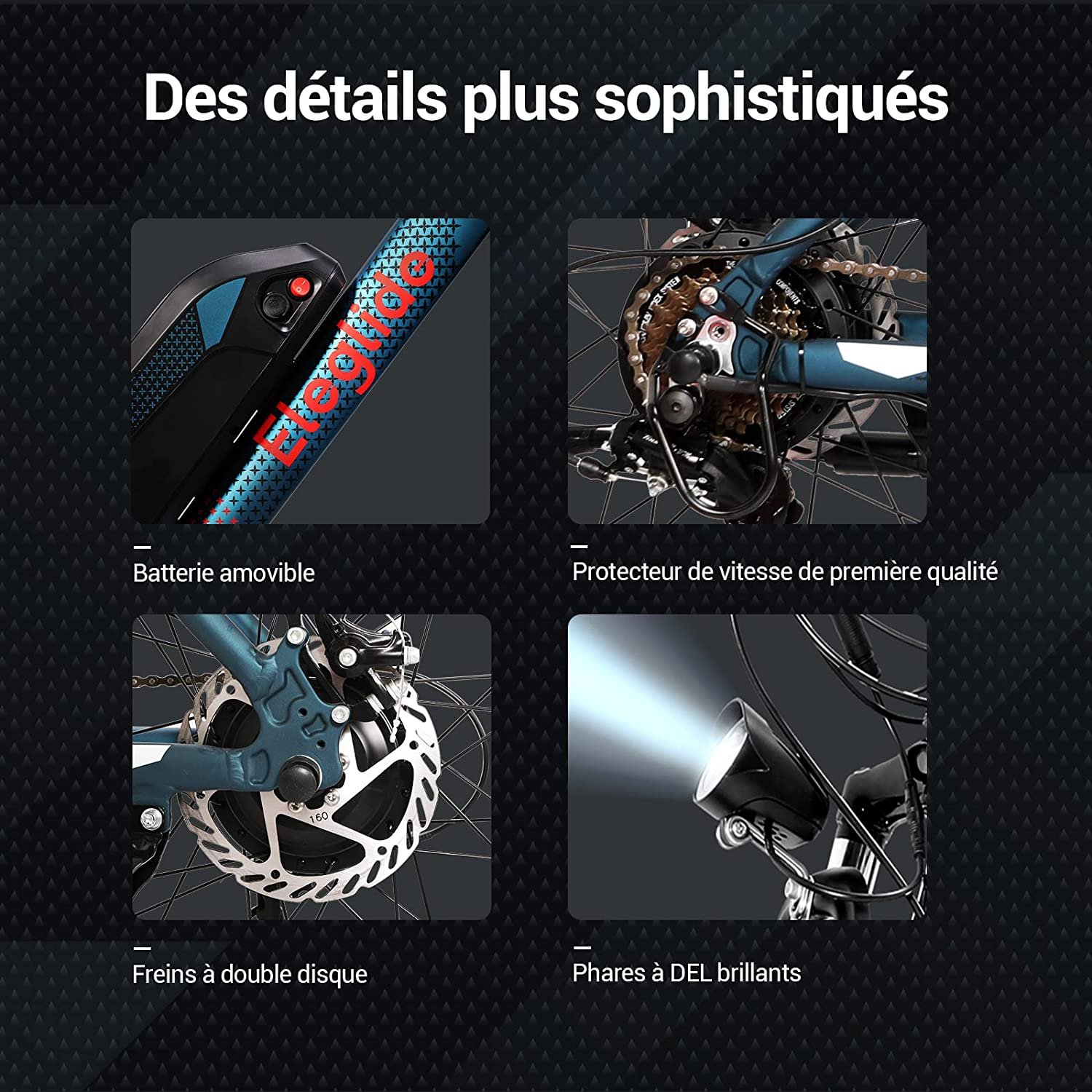Eleglide M1 Vélo Électrique, Vélo de Montagne électrique 27.5", 250W VTT Électrique Batterie 7,5Ah Amovible, écran LED, Shimano Dérailleurs 21 Vitesses, e-Bike Urbain pour Adulte – Image 4