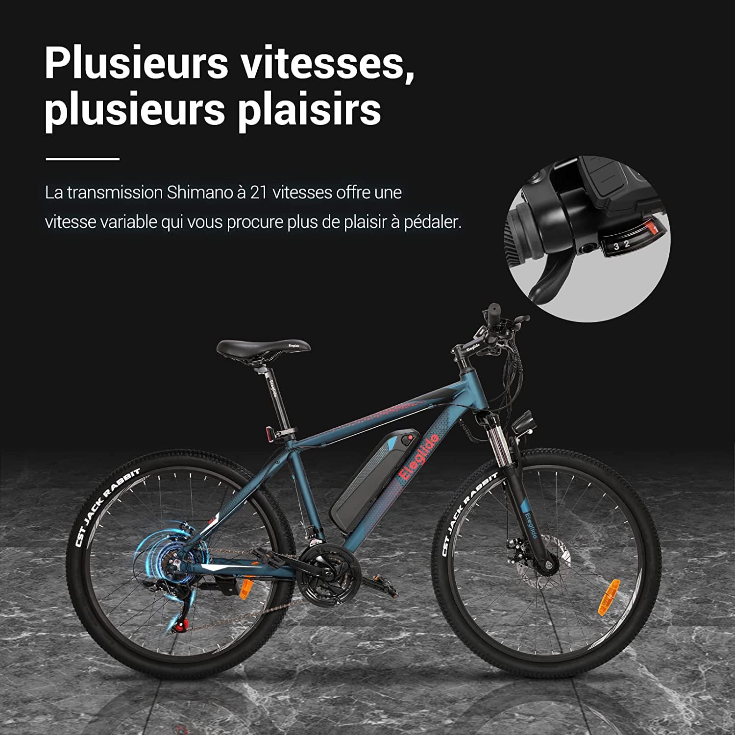 Eleglide M1 Vélo Électrique, Vélo de Montagne électrique 27.5", 250W VTT Électrique Batterie 7,5Ah Amovible, écran LED, Shimano Dérailleurs 21 Vitesses, e-Bike Urbain pour Adulte – Image 5