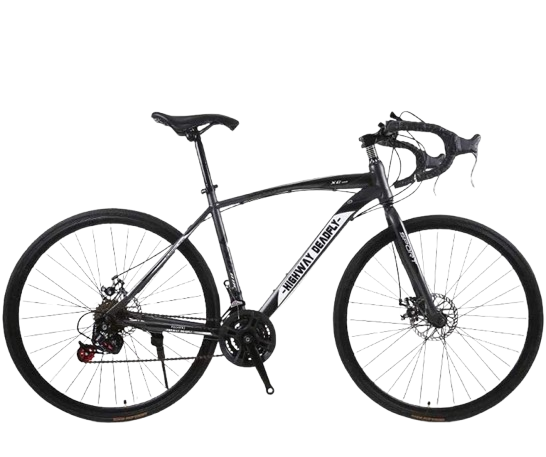 MU 26 Pouces Vélo de Route, 24 Vitesses Vélos, Double Disque de Frein, Cadre En Acier Au Carbone À Haute, Couleur Gris