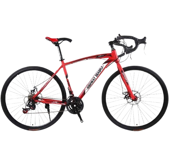 MU 26 Pouces Vélo de Route, 24 Vitesses Vélos, Double Disque de Frein, Cadre En Acier Au Carbone À Haute, couleur Rouge