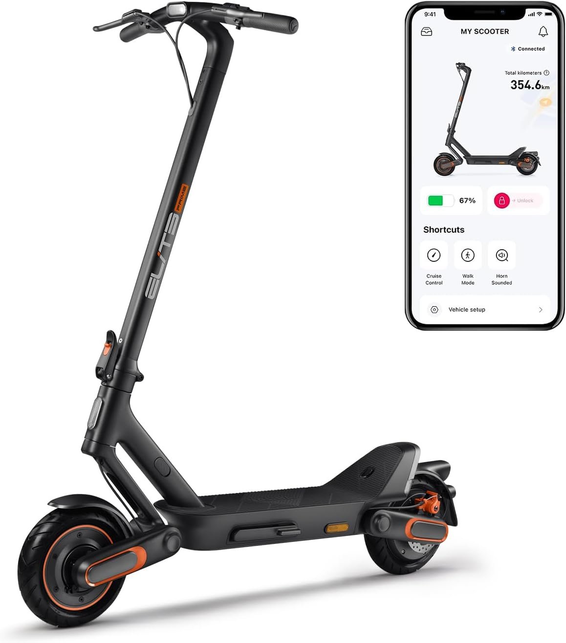 Yadea ElitePrime X1 Trottinette Electrique Adulte, Alimenté par Un Moteur 1500W, Autonomie Jusqu'à 65km, 25 km/h, avec Pneus Auto-cicatrisants de 10 Pouces, Triple Frein et Suspension, 30% Montagne
