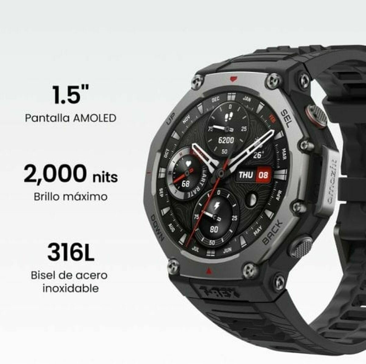 Amazfit T-Rex 3 Outdoor Smartwatch 48mm Écran AMOLED, Cartes et Navigation Hors Ligne, GPS Double Bande à 6 Systèmes Satellites, Autonomie de 27 Jours, Paiement NFC, 170 Modes Sportifs pour Aventure – Image 5