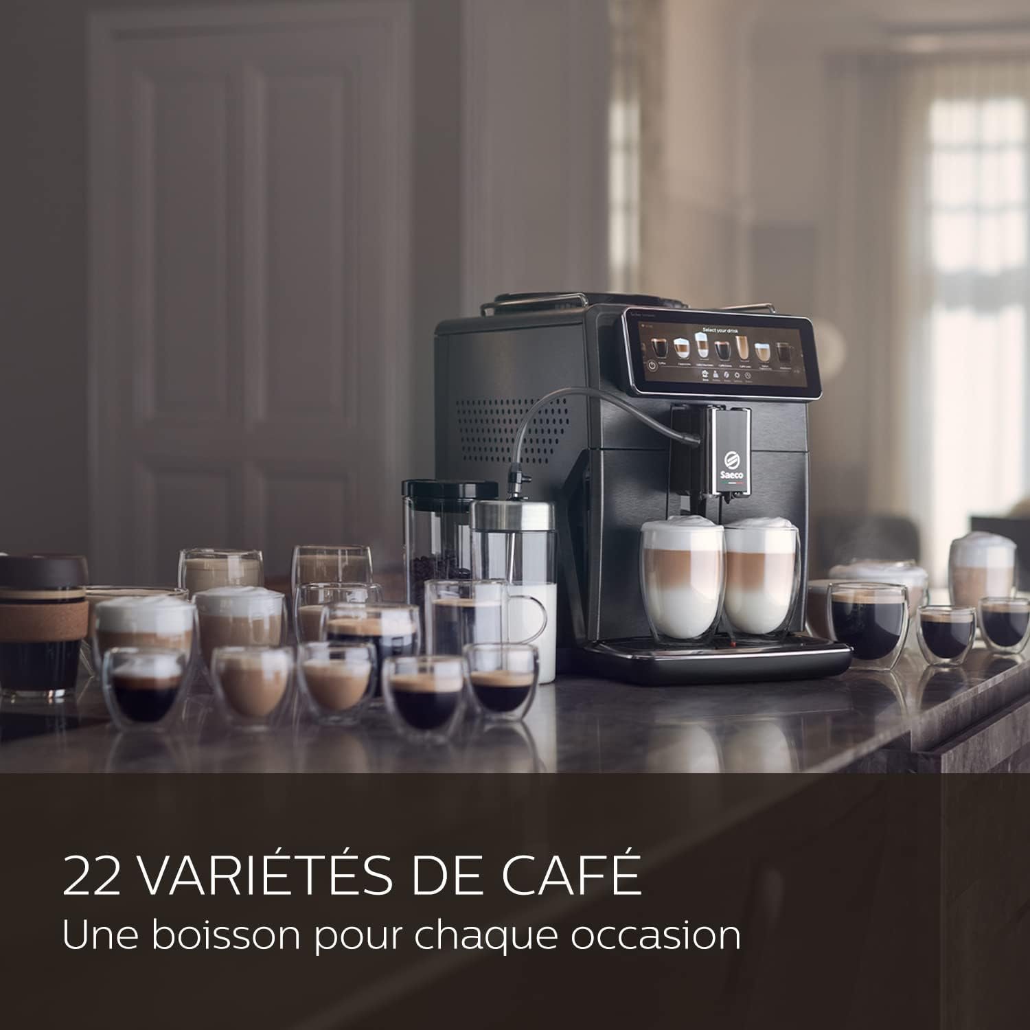 Saeco Xelsis Suprema Machine Expresso - Café à Grain - Connexion Wi-Fi, 22 Spécialités de Café, Écran Tactile Intuitif De 7,8", 8 Profils Utilisateur, Broyeur en Céramique (SM8889/00) – Image 2