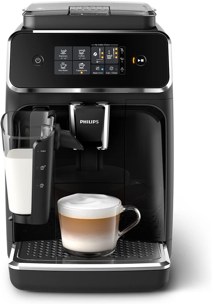 Philips Domestic Appliances Série 2200 Machine Expresso - Café à Grain - LatteGo Mousseur à Lait, 3 Spécialités de Café, Écran Tactile Intuitif, Noir Brillant (EP2231/40)