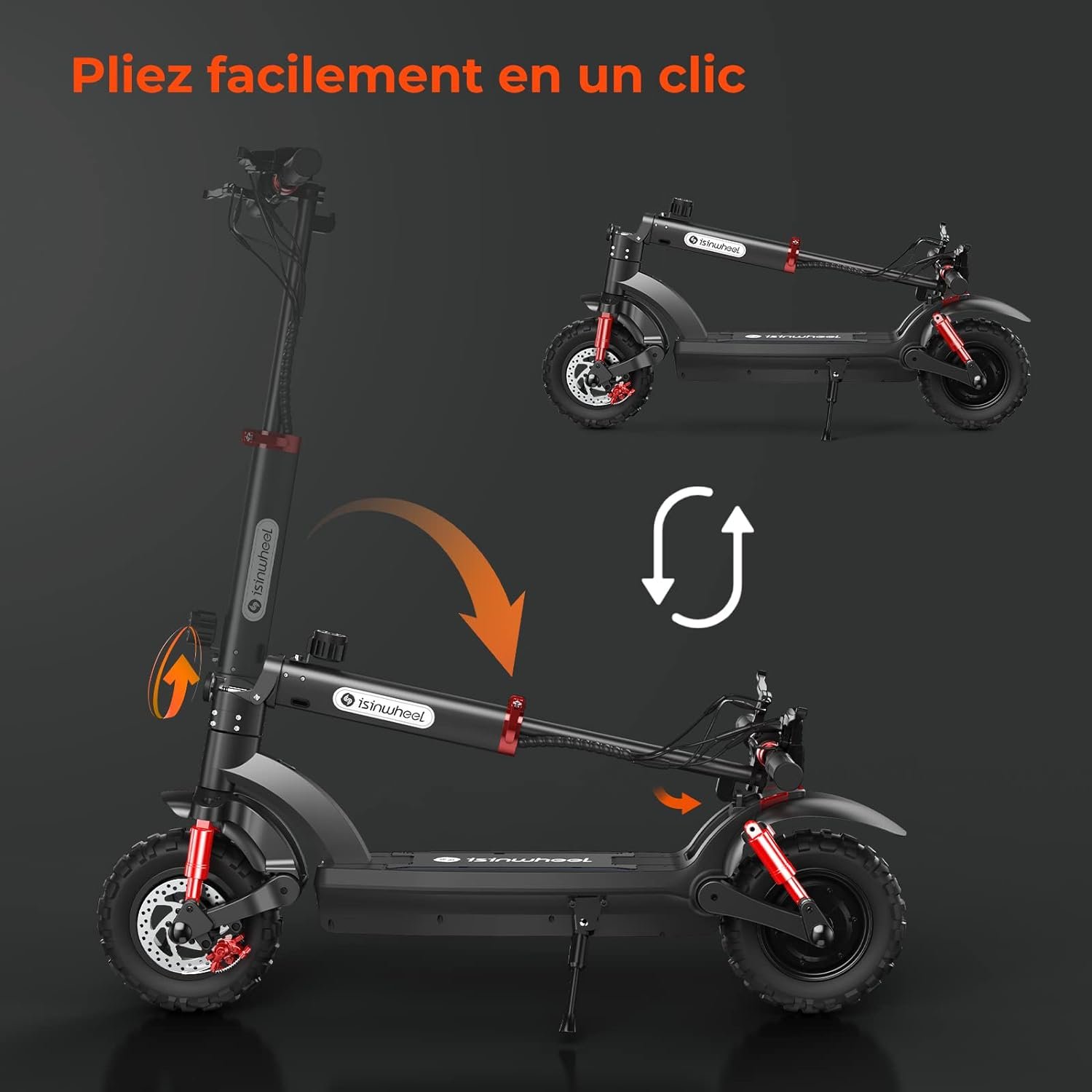 Trottinette Électrique Adultes 11" Pliable, isinwheel GT2 Trottinette Électrique 8OOW, Batterie Capacité 15AH, 45KM Kilométrage,3 Modes de Vitesse, Vitesse Maximum 25KM/H, Charge Maximale 150kg – Image 2