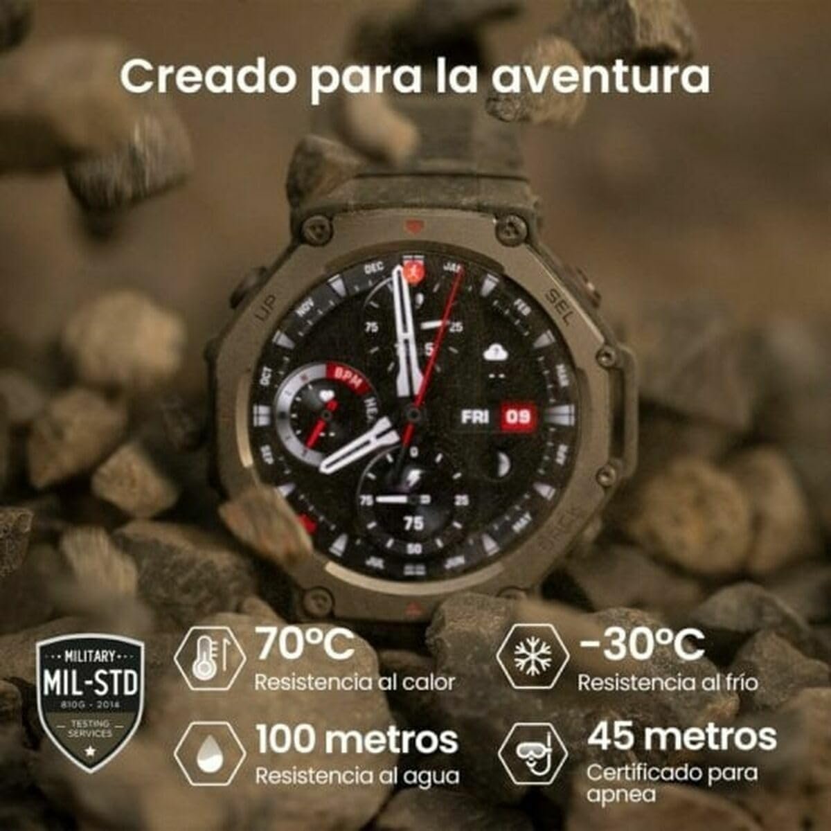 Amazfit T-Rex 3 Outdoor Smartwatch 48mm Écran AMOLED, Cartes et Navigation Hors Ligne, GPS Double Bande à 6 Systèmes Satellites, Autonomie de 27 Jours, Paiement NFC, 170 Modes Sportifs pour Aventure – Image 4