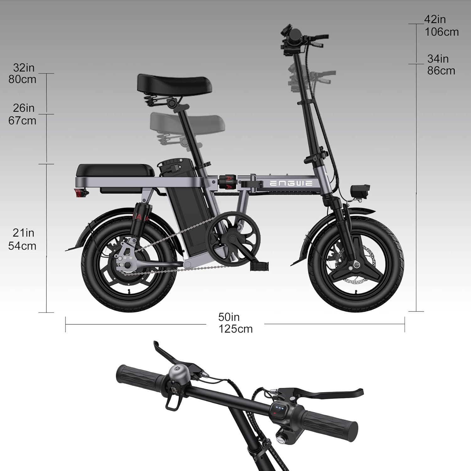 ENGWE Vélo Électrique avec Batterie Amovible 48V 10Ah, Vélos Électriques 14 Pouces, Velo Electrique Pliable 25km/h, Jusqu'à 50km T14 – Image 6