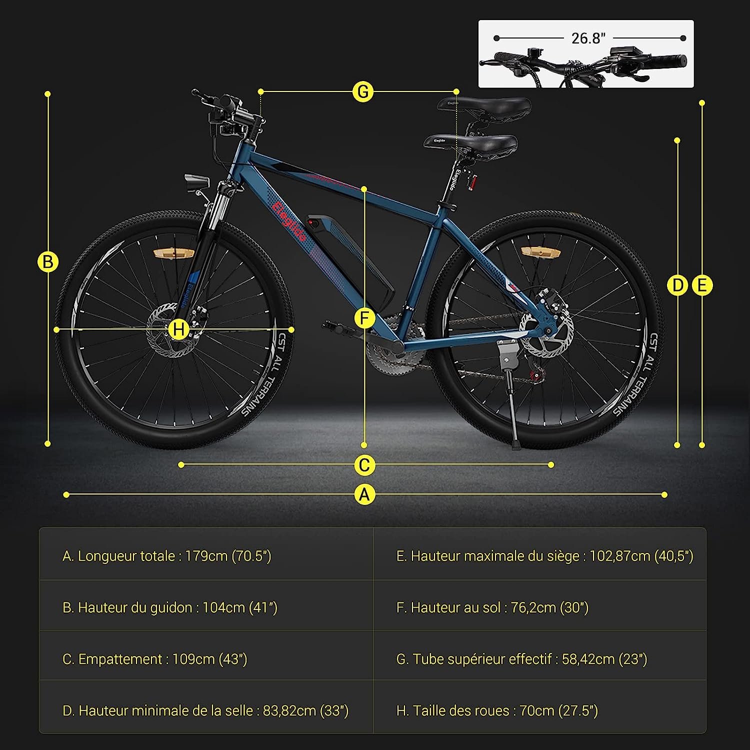 Eleglide M1 Vélo Électrique, Vélo de Montagne électrique 27.5", 250W VTT Électrique Batterie 7,5Ah Amovible, écran LED, Shimano Dérailleurs 21 Vitesses, e-Bike Urbain pour Adulte – Image 6