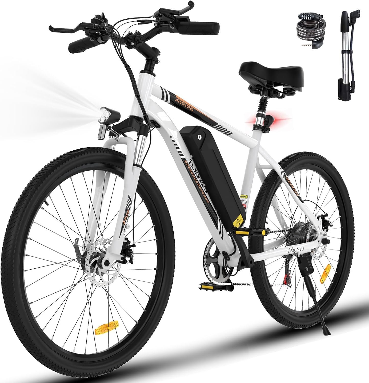 ELEKGO Vélo électrique, 26 Pouces E Bike Hommes Femmes, 36V Batterie Amovible au Lithium, Moteur 250W MTB, VTT avec 7 Vitesses Vélo électrique portée de Plus de 65KM, sièges Absorbant Les Chocs