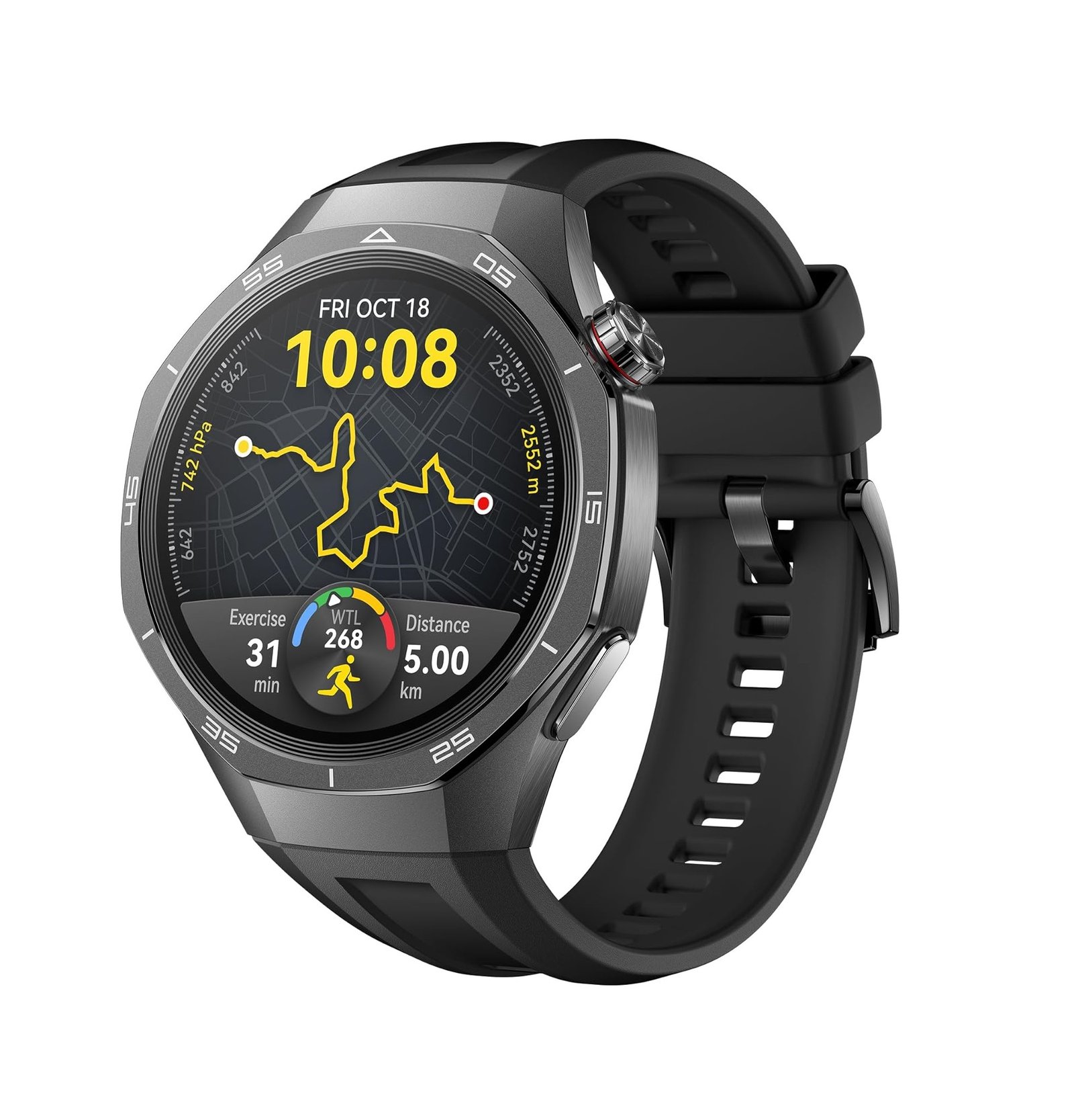 HUAWEI Watch GT 5 Pro 46mm Montre Connectée, Design aux Lignes épurées, Programmes d'entraînement de Pointe, Suivi de la santé, ECG, Jusqu'à 14 Jours d'autonomie, iOS& Android, Noir