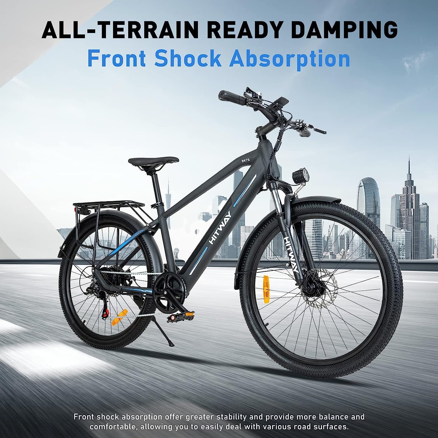 HITWAY Vélo électrique de Montagne 26", vélo électrique Puissant 36V 12Ah 250W,Shimano 7 Vitesses, vélos à Assistance électrique pour Adultes – Image 4