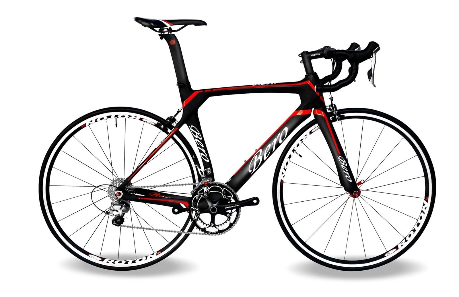 BEIOU 2016 700C Vélo de Route Shimano 105 vélos avec Un Cadre 11S 5800 Vélo de Course T800-M40 Fibre de Carbone Aero 18,3 LB Ultra léger Cb013A-2 (Noir et Rouge, 500 mm)