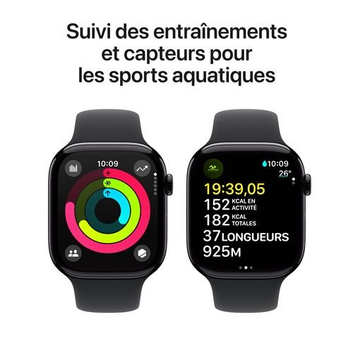 Apple Watch Series 10 GPS 46mm Boîtier en Aluminium Noir de Jais avec Bracelet Sport Noir M/L – Image 4