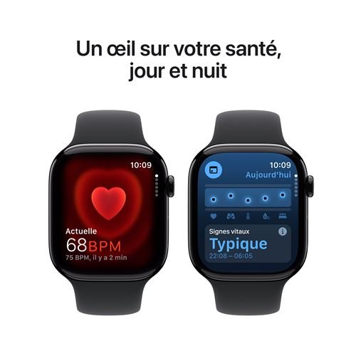 Apple Watch Series 10 GPS 46mm Boîtier en Aluminium Noir de Jais avec Bracelet Sport Noir M/L – Image 3