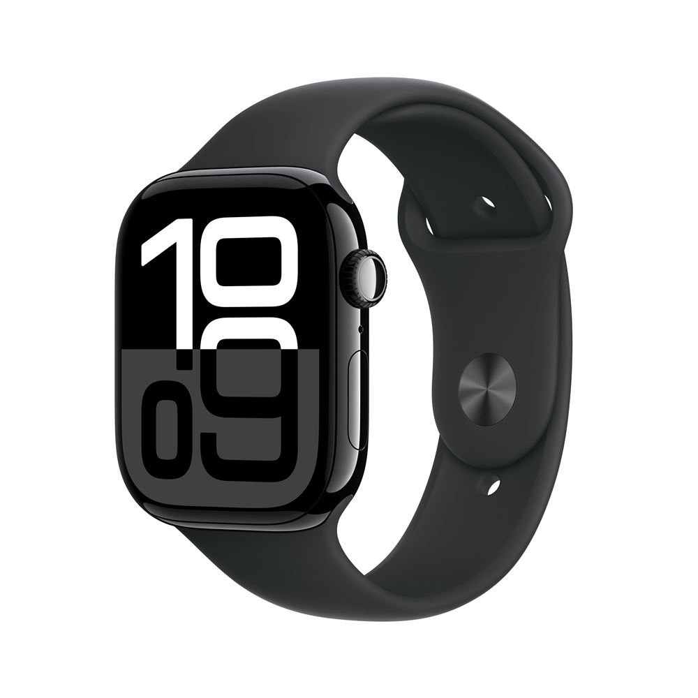 Apple Watch Series 10 GPS 42mm Boîtier en Aluminium Noir de Jais avec Bracelet Sport Noir M/L