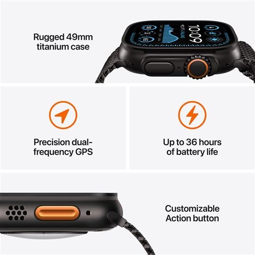Apple Watch Ultra 2 GPS + Cellular 49 mm Boîtier en Titane Noir avec Boucle Alpine Vert Foncé Medium version 2024 – Image 4